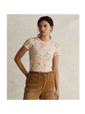 NEW Polo Ralph Lauren Women's XL Pointelle-knit Ribbed Cotton-blend Tee NWT $128